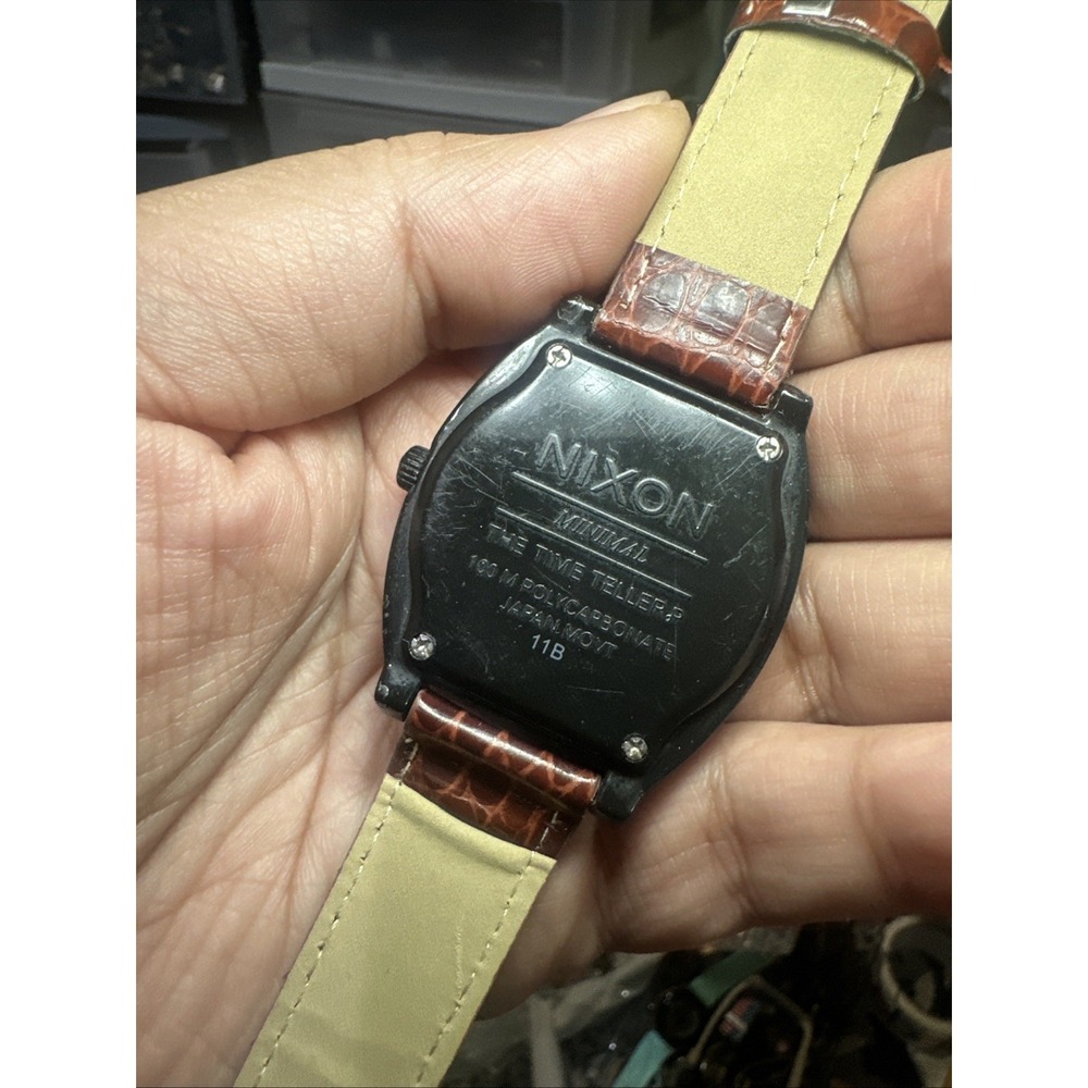 Working Nixon 40mm Men's Minimal The Time Teller P Black Watch Dial Rare - Picture 4 of 11